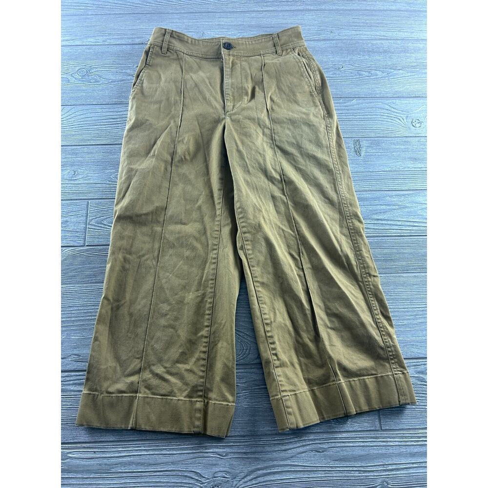 Madewell Pants Womens size 27 Khaki Canvas Wide Leg Comfort Casual Capri